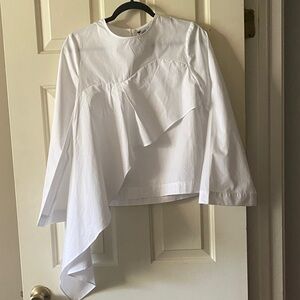 Zara White Asymmetrical Blouse